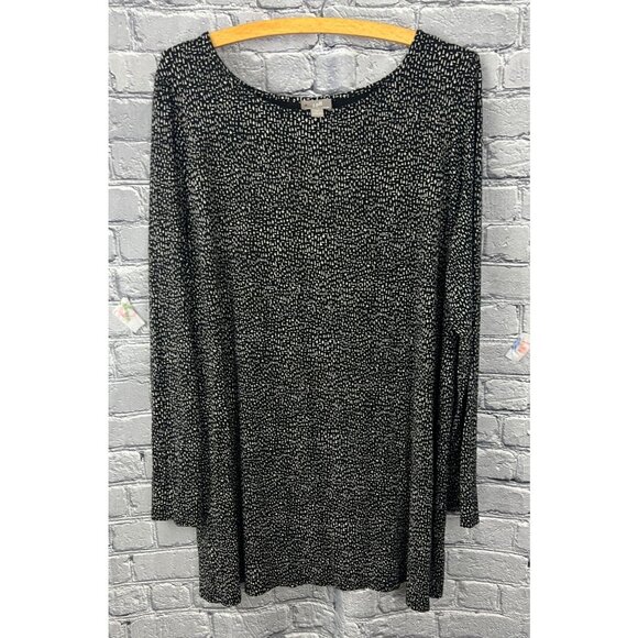 J. Jill Tops - J. Jill Wearever Collection Black / Beige Patterned Rayon Tunic  Long Sleeves XL